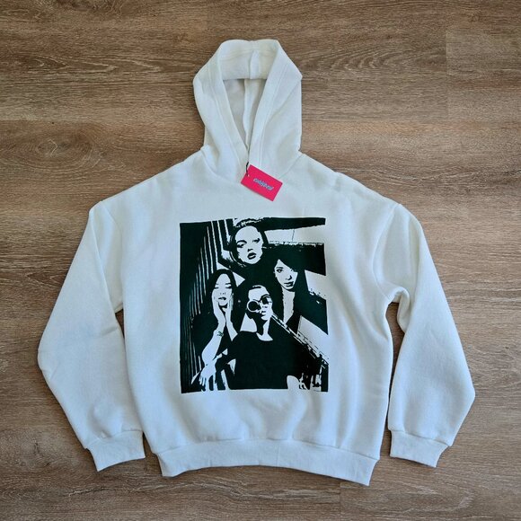 Edikted Mono Print Hoodie Size Medium Pop Art Inspired Pullover New with Tags - Picture 1 of 16